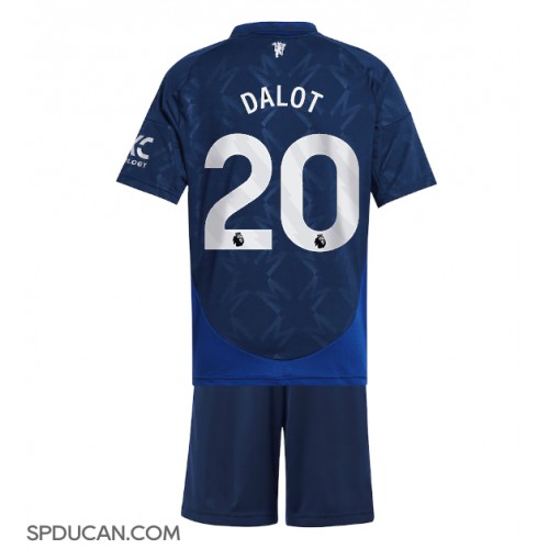 Dječji Nogometni Dres Manchester United Diogo Dalot #20 Gostujuci 2024-25 Kratak Rukav (+ Kratke hlače)